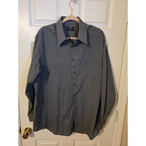 Alfani Dress Shirt Mens XL 17 34 / 35 Button Up Gray Long‎ Sleeve 100% Cotton